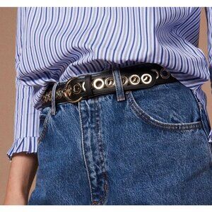 Sandro Black Belt with silver hardware - Size T 2 / 36''